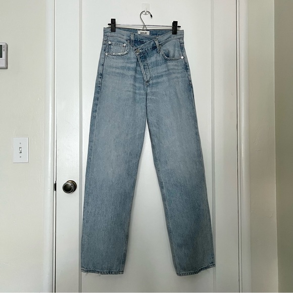 Like New Agolde Criss Cross Upsized Jeans in Suburbia - Picture 2 of 4